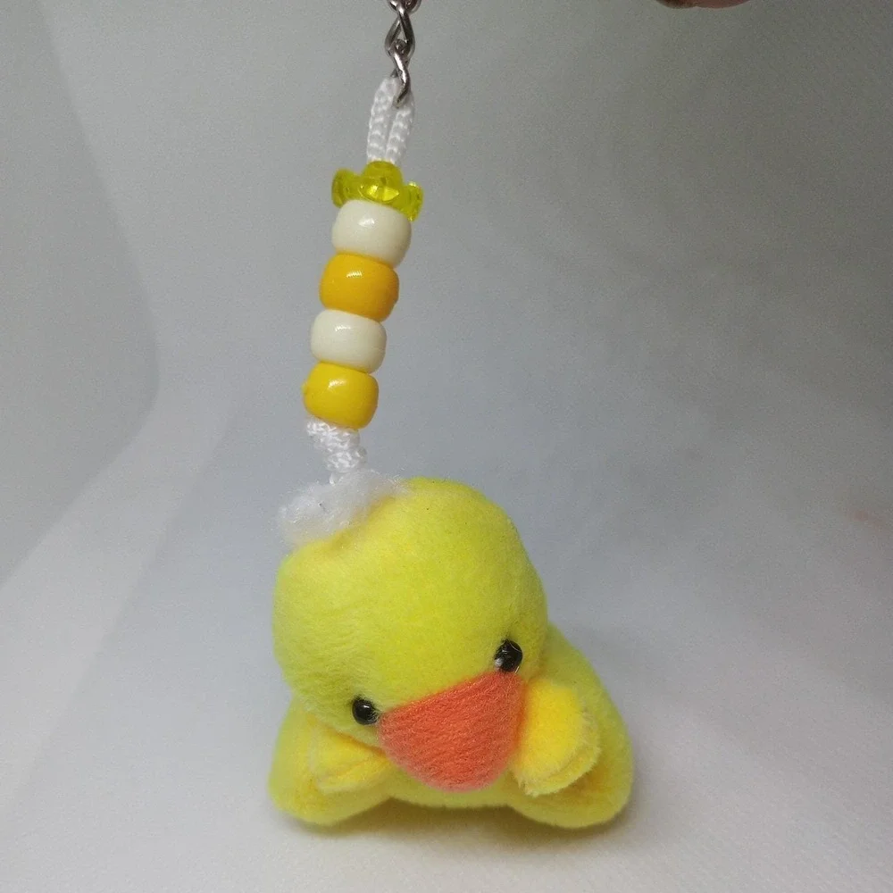 Cute Chick Keychain Pendant Plush Soft Toy Stuffed Animal With Beads